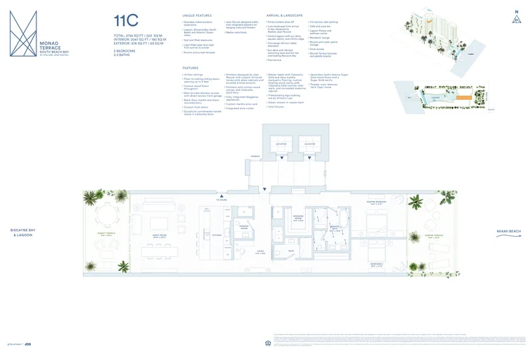 Plan 11C floor plan, Upper Floors, Monad Terrace: 2 Bedrooms, 2.5 Bathrooms, 2,725 square feet total