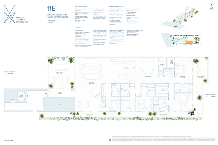 Plan 11E floor plan, Upper Floors, Monad Terrace: 5 Bedrooms, 5.5 Bathrooms, 5,410 square feet total